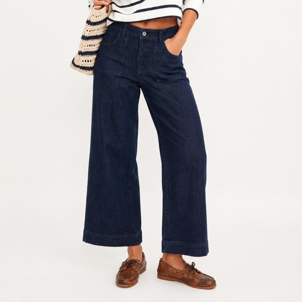 Sanctuary‎ League Crop Jeans 29 Dark Indigo Standard Rise Wide Leg NEW